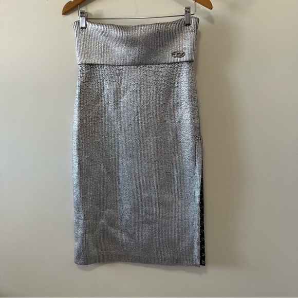 Diesel Silver Wool Knit M-Adhuette Skirt Size M - Picture 6 of 16